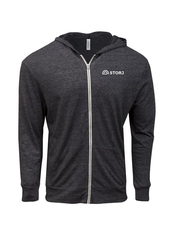 Storj Full-Zip Lightweight Hoodie - Dark Heathered Grey
